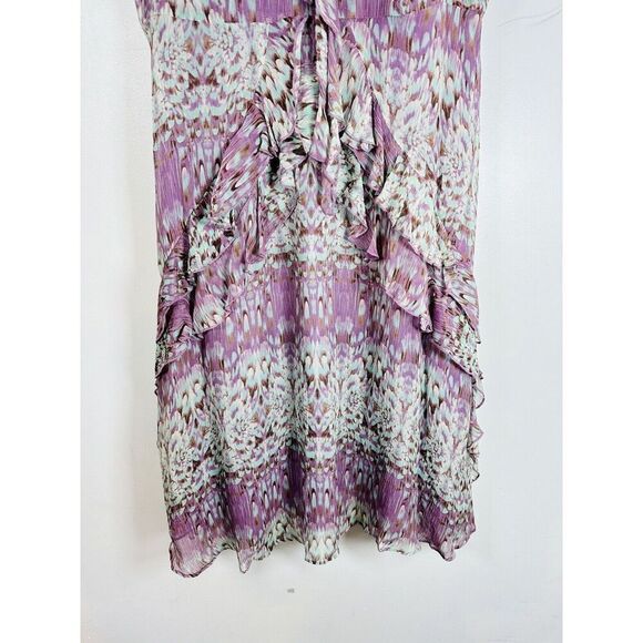 Sundance Purple Watercolor Printed Short Sleeve Silk Chiffon Dress Size 8 EUC - Picture 13 of 16